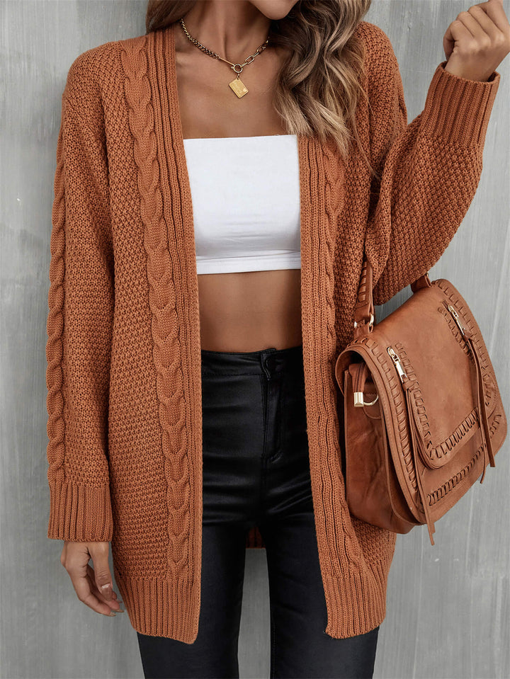 Warm Fall Mixed Knit Open Front Longline Cardigan-Trendsi-[option4]-[option5]-[option6]-[option7]-[option8]-Shop-Boutique-Clothing-for-Women-Online