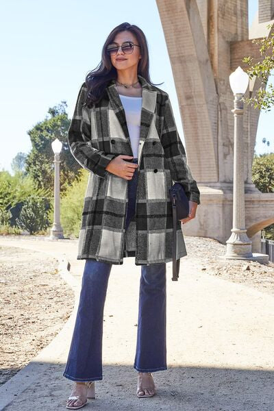 Double Take Plaid Button Up Lapel Collar Coat-Trendsi-Black-S-[option4]-[option5]-[option6]-[option7]-[option8]-Shop-Boutique-Clothing-for-Women-Online