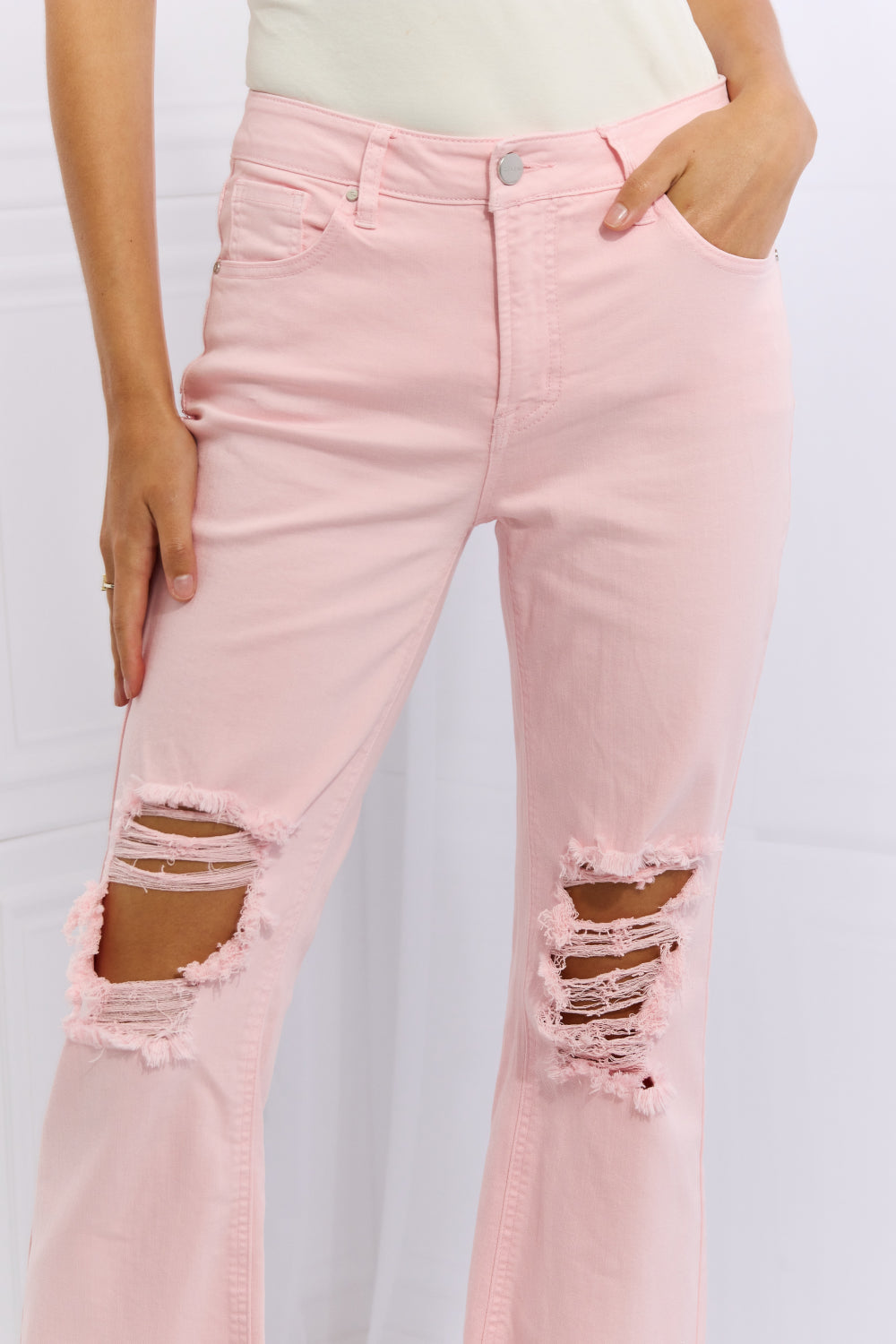 RISEN Miley Distressed Ankle Flare Jeans-Trendsi-[option4]-[option5]-[option6]-[option7]-[option8]-Shop-Boutique-Clothing-for-Women-Online