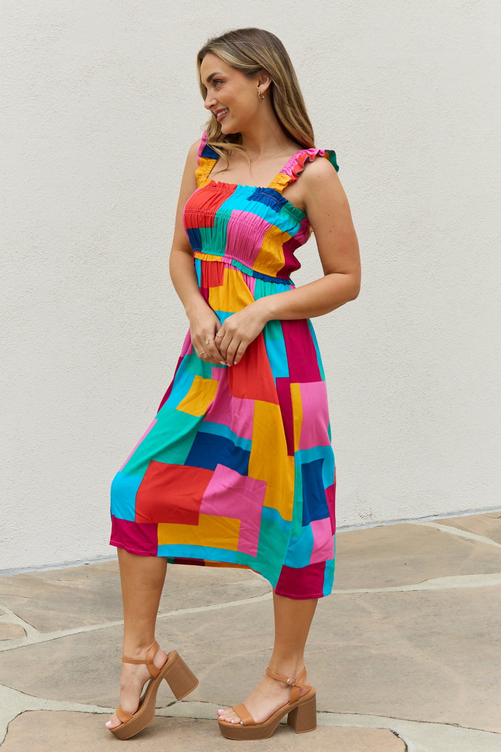 And The Why Multicolored Square Print Summer Dress-Trendsi-[option4]-[option5]-[option6]-[option7]-[option8]-Shop-Boutique-Clothing-for-Women-Online