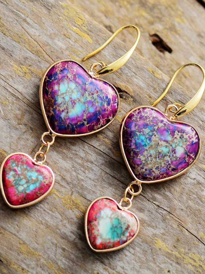 Heart Shape Imperial Jasper Dangle Earrings-Trendsi-Electric Purple-One Size-[option4]-[option5]-[option6]-[option7]-[option8]-Shop-Boutique-Clothing-for-Women-Online