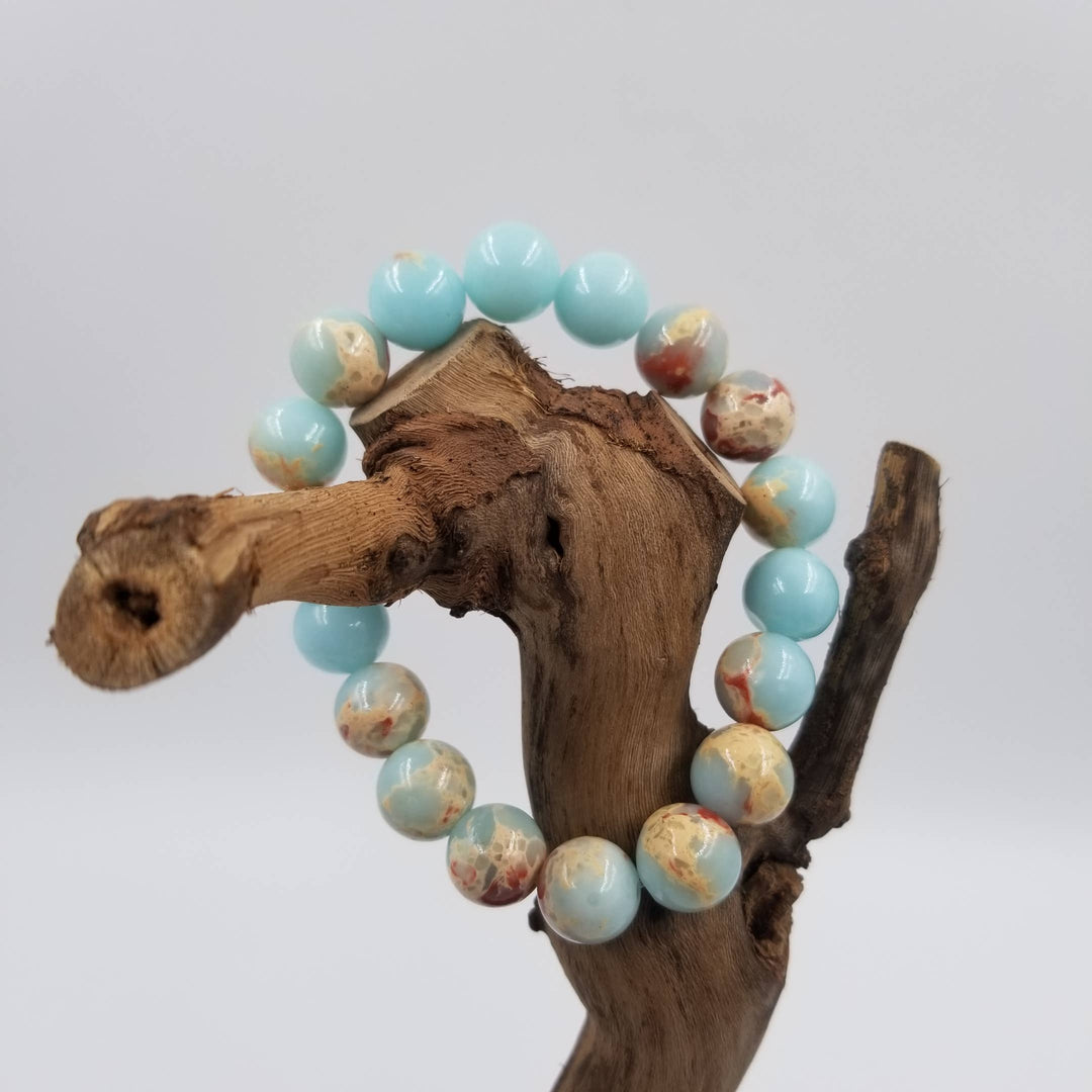 Natural Graffiti Stone Beaded Stretch Bracelet-CHAKRA JEWELRY-[option4]-[option5]-[option6]-[option7]-[option8]-Shop-Boutique-Clothing-for-Women-Online