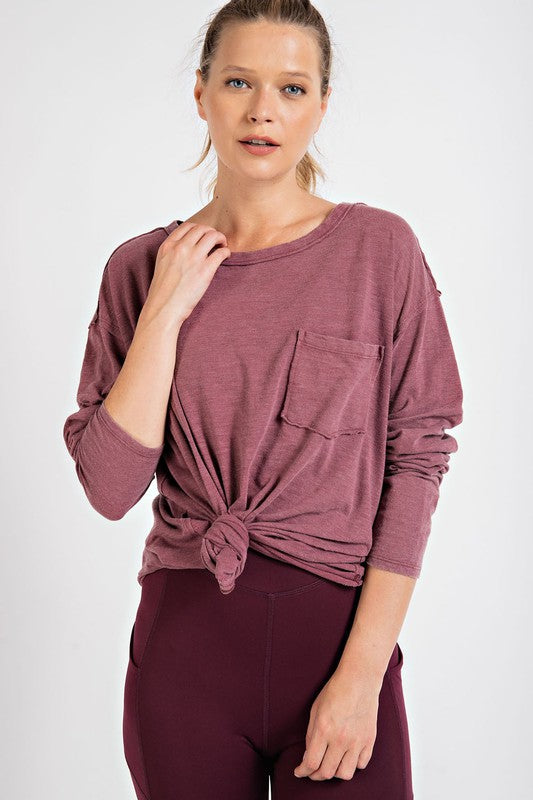 Rae Mode Mineral Washed Long Sleeved Top-Rae Mode-[option4]-[option5]-[option6]-[option7]-[option8]-Shop-Boutique-Clothing-for-Women-Online