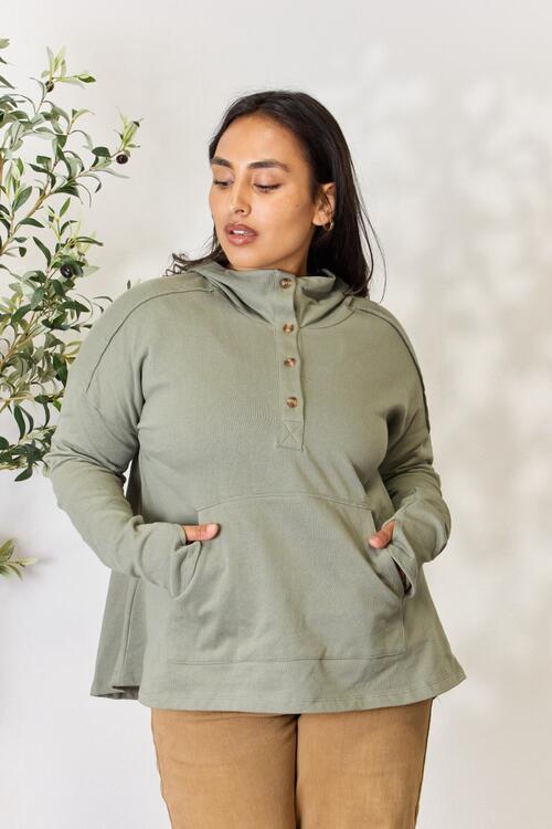 Culture Code Half Button Hoodie-Trendsi-Fade Olive-S-[option4]-[option5]-[option6]-[option7]-[option8]-Shop-Boutique-Clothing-for-Women-Online