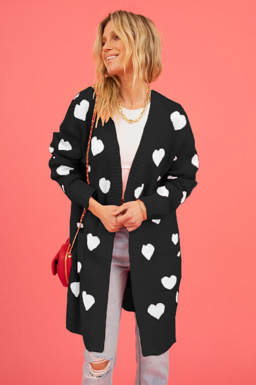 Lovestruck Heart Open Front Cardigan with Pockets-Trendsi-[option4]-[option5]-[option6]-[option7]-[option8]-Shop-Boutique-Clothing-for-Women-Online