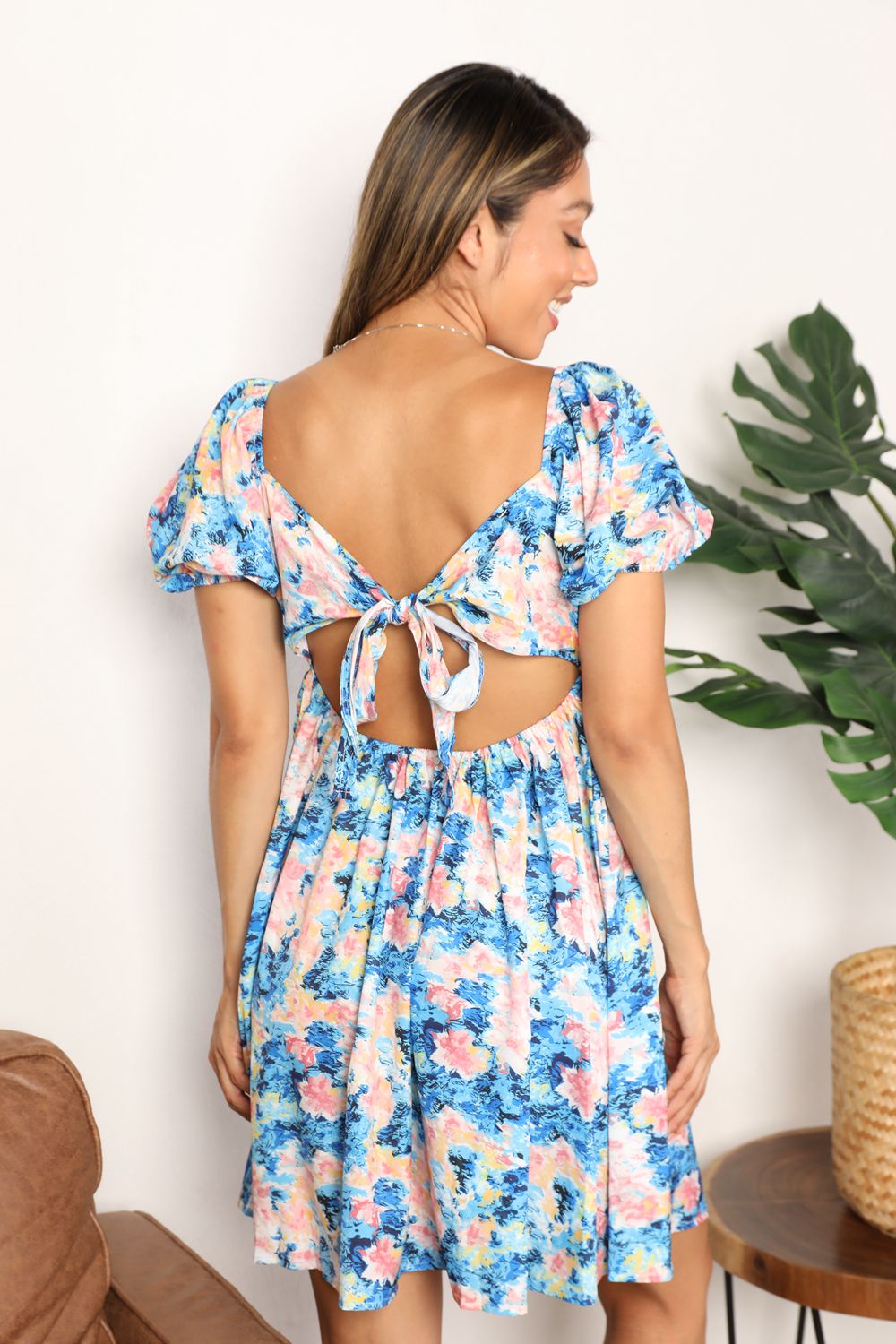 Double Take Floral Square Neck Puff Sleeve Dress-Trendsi-[option4]-[option5]-[option6]-[option7]-[option8]-Shop-Boutique-Clothing-for-Women-Online