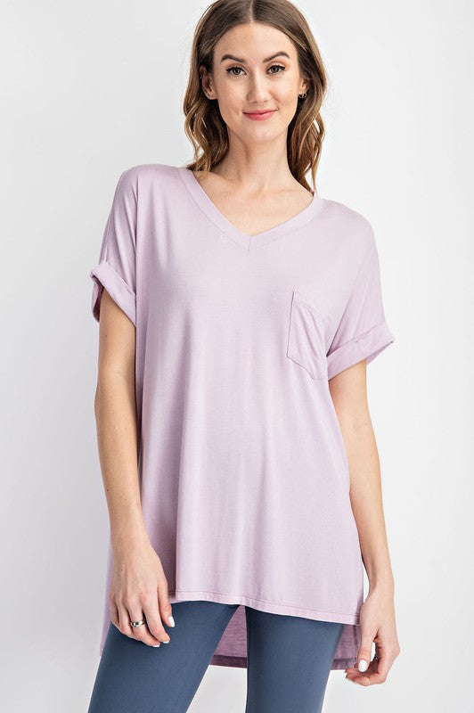 Rae Mode Modal V Neck High Low Tee-Rae Mode-[option4]-[option5]-[option6]-[option7]-[option8]-Shop-Boutique-Clothing-for-Women-Online