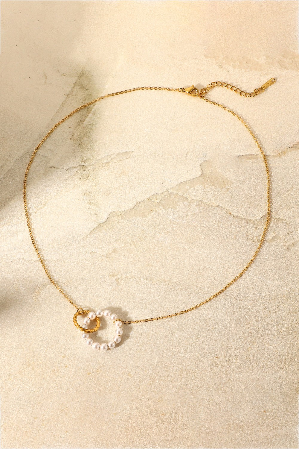 Pearl Hoop Link Pendant Necklace-Trendsi-White/Gold-One Size-[option4]-[option5]-[option6]-[option7]-[option8]-Shop-Boutique-Clothing-for-Women-Online
