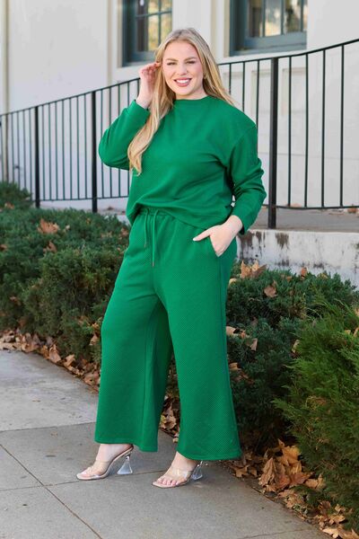 Double Take Textured Long Sleeve Top and Drawstring Pants Set-Trendsi-[option4]-[option5]-[option6]-[option7]-[option8]-Shop-Boutique-Clothing-for-Women-Online