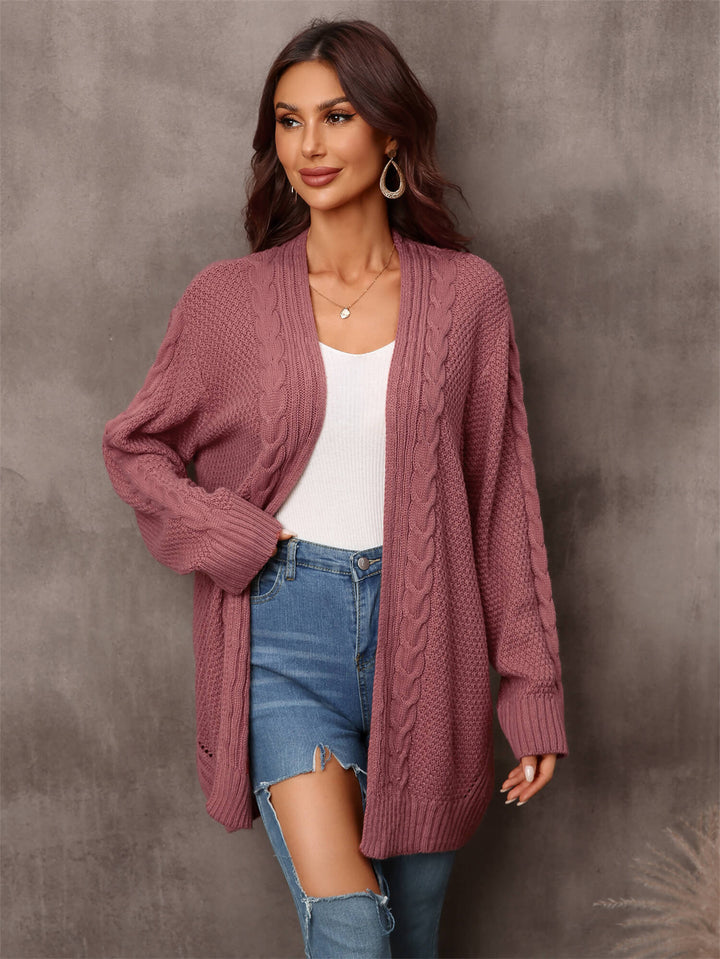 Warm Fall Mixed Knit Open Front Longline Cardigan-Trendsi-[option4]-[option5]-[option6]-[option7]-[option8]-Shop-Boutique-Clothing-for-Women-Online