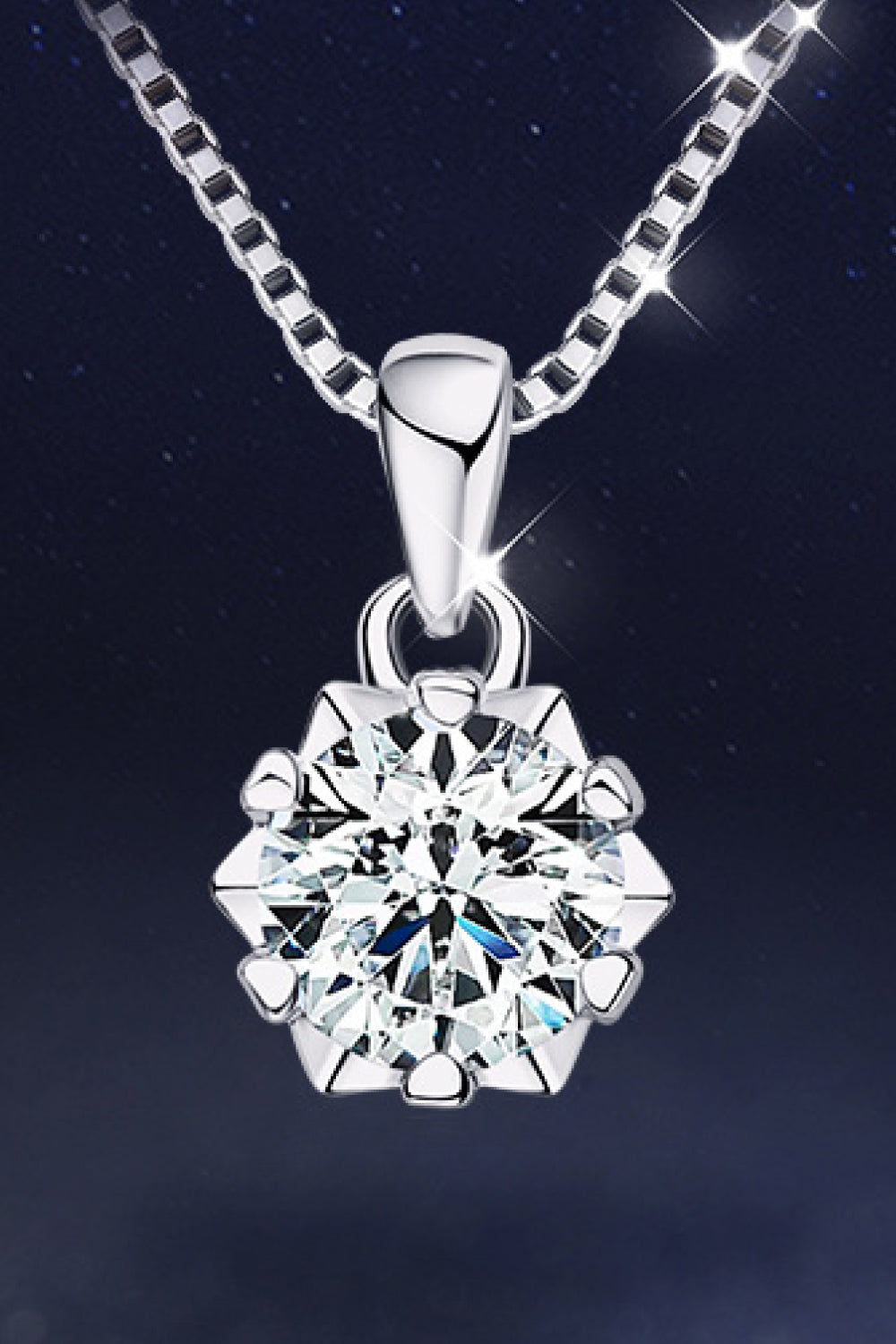 1 Carat Moissanite Pendant Platinum-Plated Necklace-Trendsi-Silver-One Size-[option4]-[option5]-[option6]-[option7]-[option8]-Shop-Boutique-Clothing-for-Women-Online