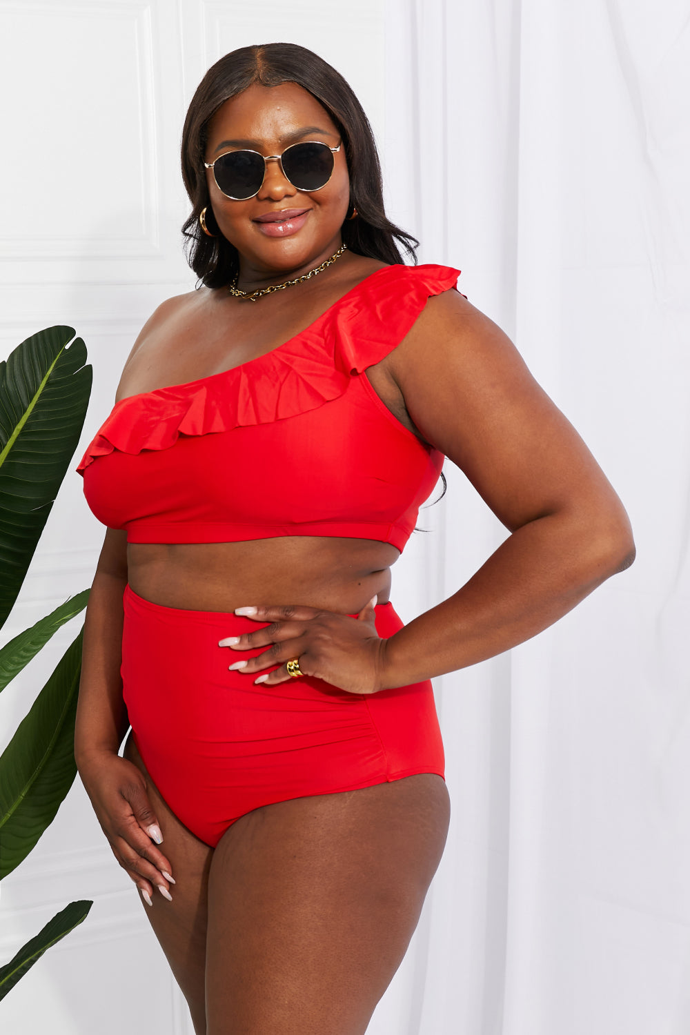 Marina West Swim Seaside Romance Ruffle One-Shoulder Bikini in Red-Trendsi-Scarlett-S-[option4]-[option5]-[option6]-[option7]-[option8]-Shop-Boutique-Clothing-for-Women-Online