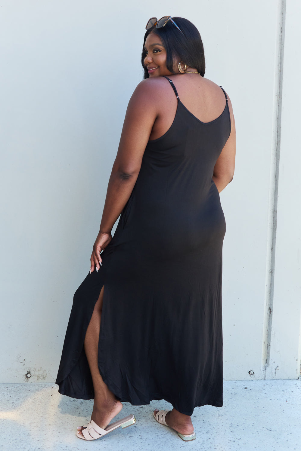 Ninexis Good Energy Cami Side Slit Maxi Dress in Black-Trendsi-[option4]-[option5]-[option6]-[option7]-[option8]-Shop-Boutique-Clothing-for-Women-Online