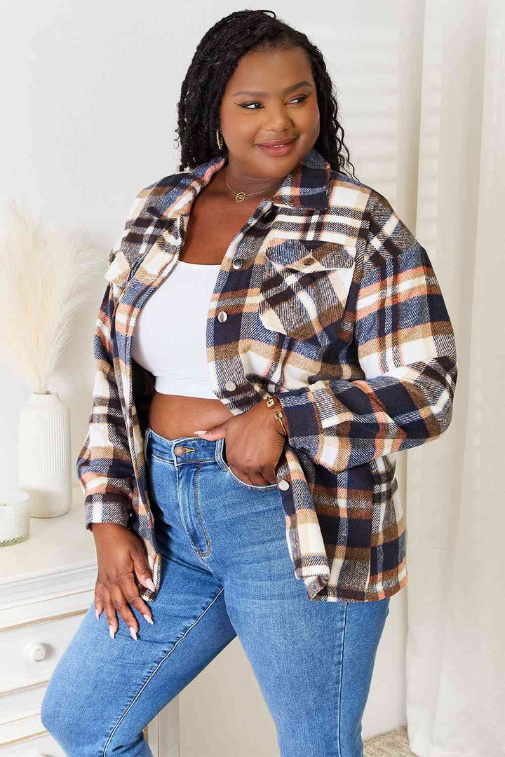 Double Take Plaid Button Front Shirt Jacket with Breast Pockets-Trendsi-[option4]-[option5]-[option6]-[option7]-[option8]-Shop-Boutique-Clothing-for-Women-Online
