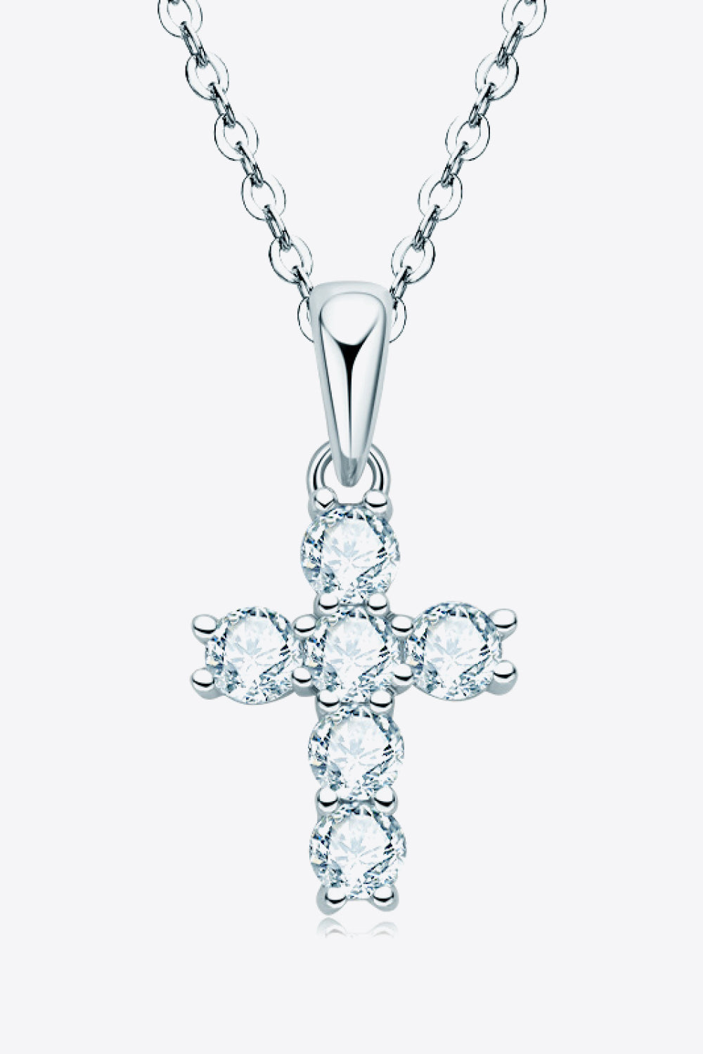 925 Sterling Silver Cross Moissanite Pendant Necklace-Trendsi-Silver-One Size-[option4]-[option5]-[option6]-[option7]-[option8]-Shop-Boutique-Clothing-for-Women-Online