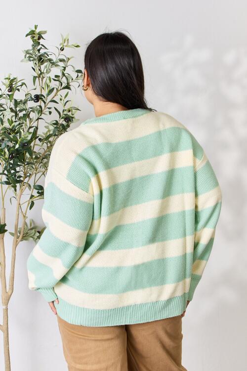 Sew In Love Contrast Striped Round Neck Sweater-Trendsi-[option4]-[option5]-[option6]-[option7]-[option8]-Shop-Boutique-Clothing-for-Women-Online
