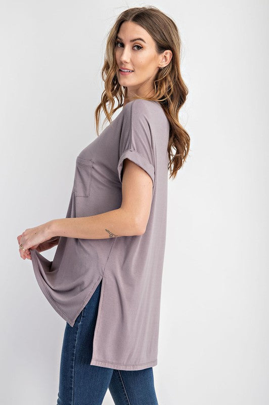 Rae Mode Modal V Neck High Low Tee-Rae Mode-[option4]-[option5]-[option6]-[option7]-[option8]-Shop-Boutique-Clothing-for-Women-Online