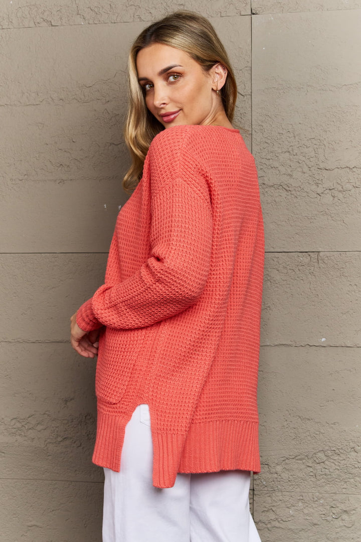 Zenana Bright & Cozy Waffle Knit Cardigan-Trendsi-[option4]-[option5]-[option6]-[option7]-[option8]-Shop-Boutique-Clothing-for-Women-Online