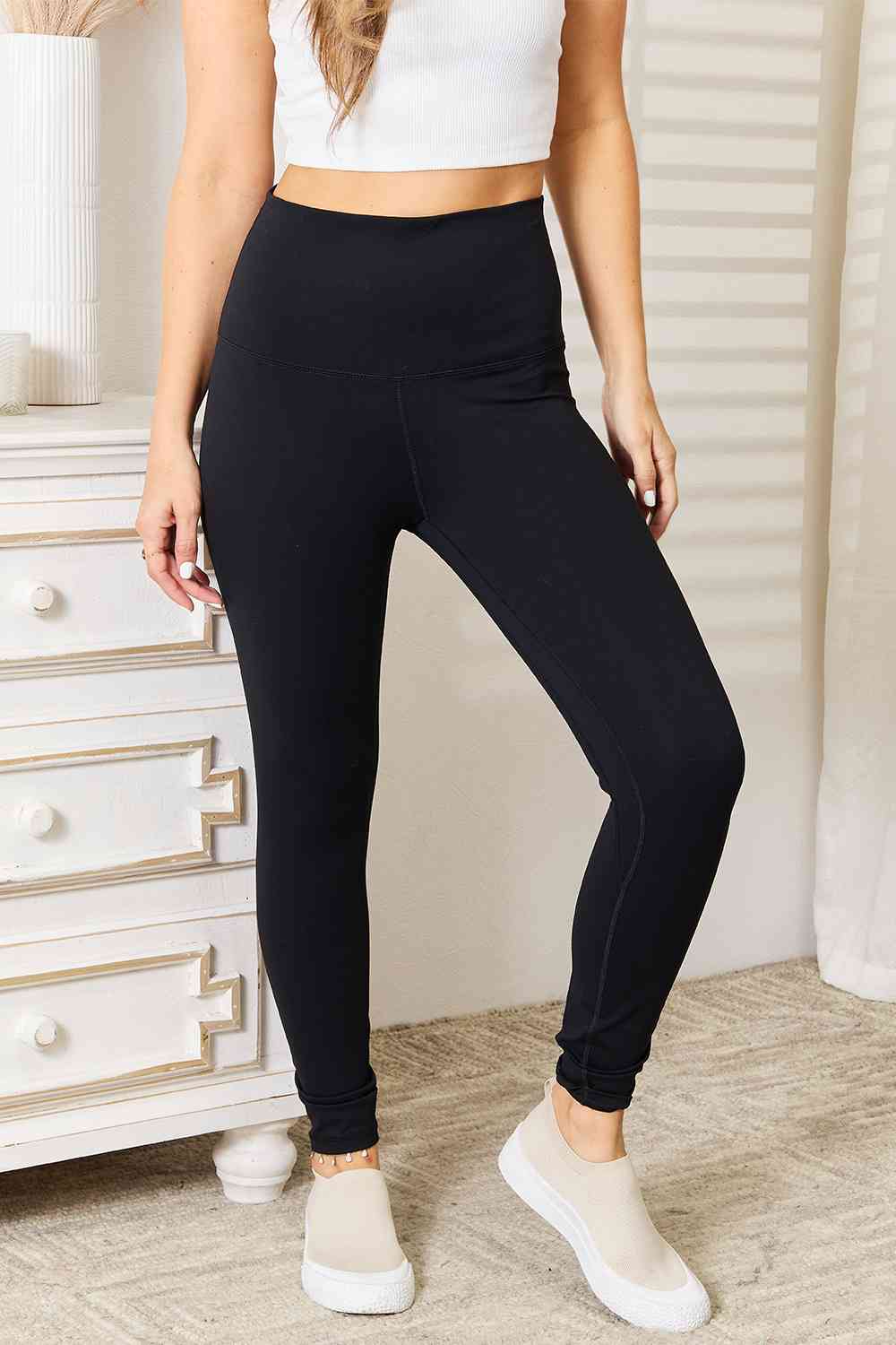 Basic Bae Ultra Soft High Waist Sports Leggings-Trendsi-Black-4-[option4]-[option5]-[option6]-[option7]-[option8]-Shop-Boutique-Clothing-for-Women-Online