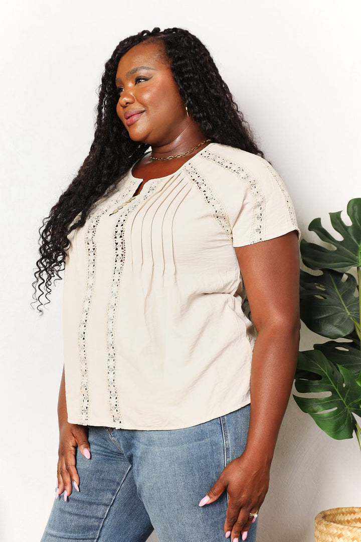 Double Take Crochet Buttoned Short Sleeved Top-Trendsi-[option4]-[option5]-[option6]-[option7]-[option8]-Shop-Boutique-Clothing-for-Women-Online
