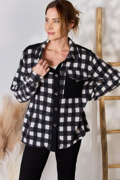 Hailey & Co Plaid Button Up Shacket-Trendsi-Black-S-[option4]-[option5]-[option6]-[option7]-[option8]-Shop-Boutique-Clothing-for-Women-Online
