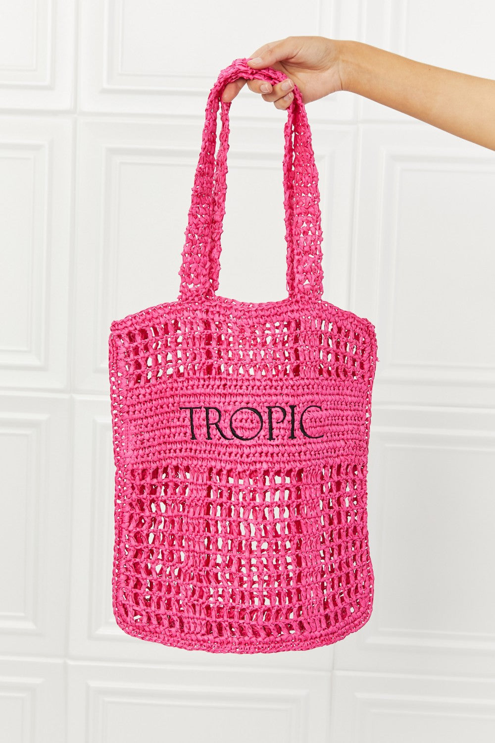 Fame Tropic Babe Staw Tote Bag-Trendsi-Hot Pink-One Size-[option4]-[option5]-[option6]-[option7]-[option8]-Shop-Boutique-Clothing-for-Women-Online