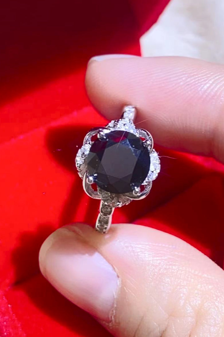 2 Carat Black Moissanite Floral Ring-Trendsi-[option4]-[option5]-[option6]-[option7]-[option8]-Shop-Boutique-Clothing-for-Women-Online
