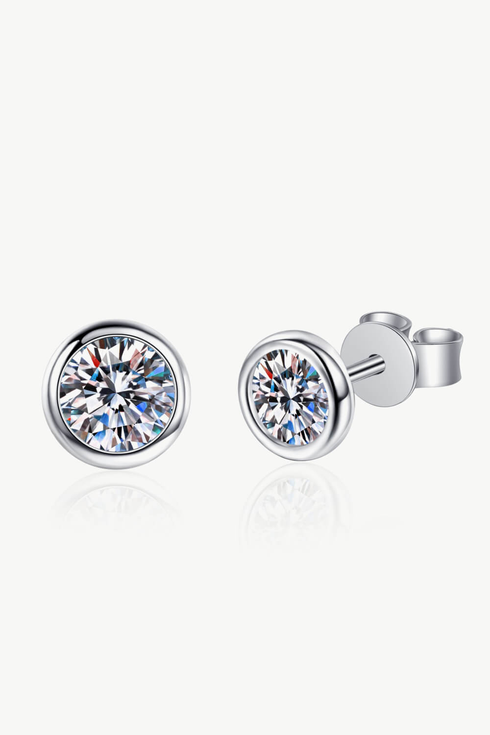 Inlaid 1 Carat Moissanite Stud Earrings-Trendsi-Silver-One Size-[option4]-[option5]-[option6]-[option7]-[option8]-Shop-Boutique-Clothing-for-Women-Online