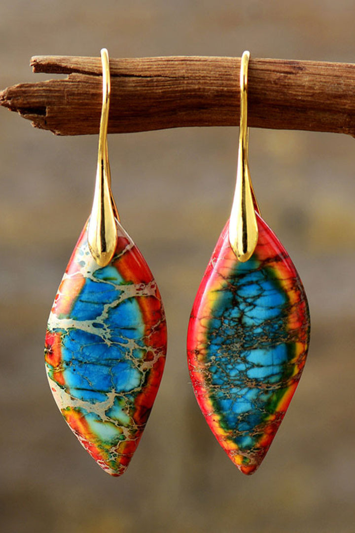 Handmade Natural Stone Dangle Earrings-Trendsi-Orange-One Size-[option4]-[option5]-[option6]-[option7]-[option8]-Shop-Boutique-Clothing-for-Women-Online