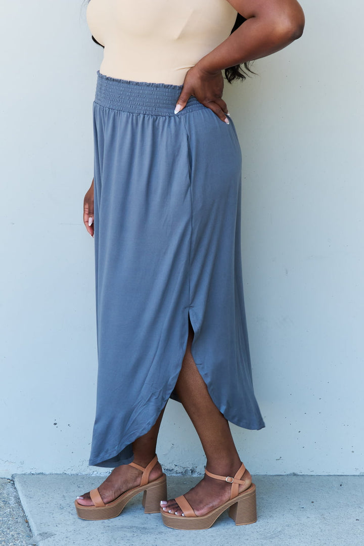 Doublju Comfort Princess High Waist Scoop Hem Maxi Skirt in Dusty Blue-Trendsi-[option4]-[option5]-[option6]-[option7]-[option8]-Shop-Boutique-Clothing-for-Women-Online