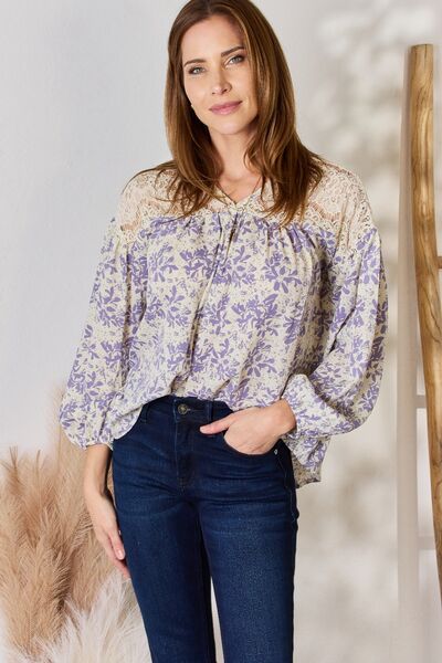Hailey & Co Lace Detail Printed Blouse-Trendsi-LILAC-S-[option4]-[option5]-[option6]-[option7]-[option8]-Shop-Boutique-Clothing-for-Women-Online