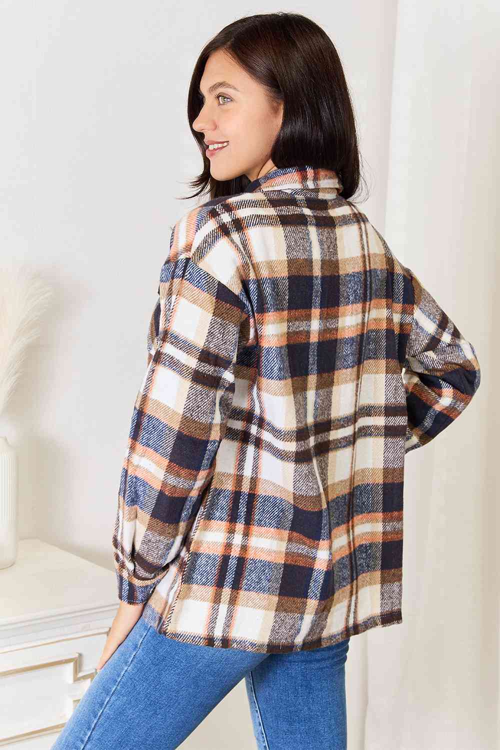 Double Take Plaid Button Front Shirt Jacket with Breast Pockets-Trendsi-[option4]-[option5]-[option6]-[option7]-[option8]-Shop-Boutique-Clothing-for-Women-Online