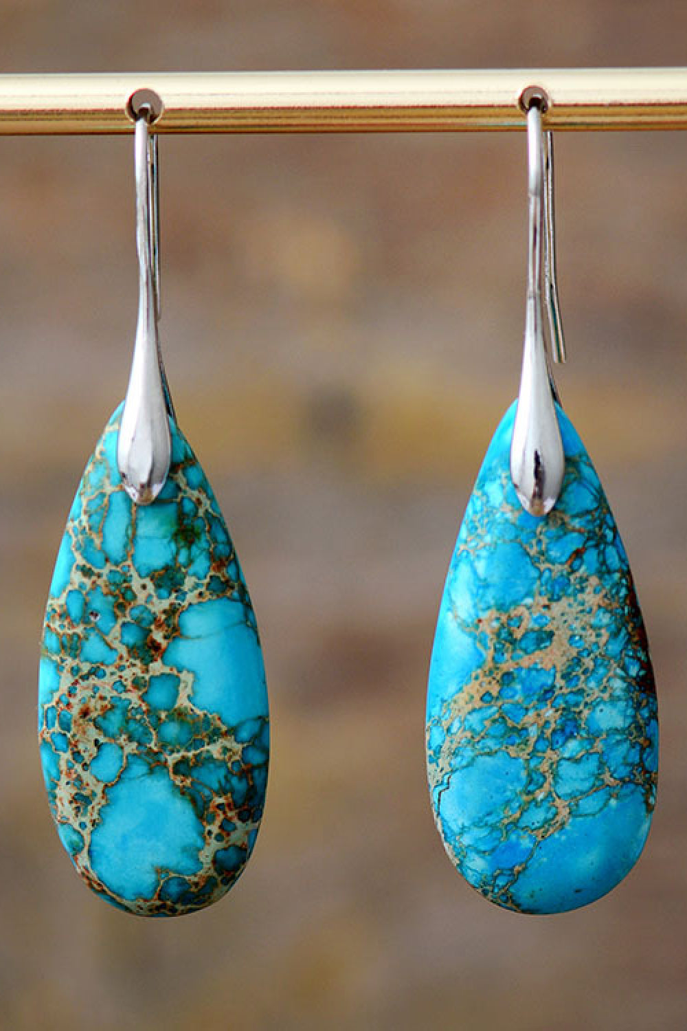Handmade Teardrop Shape Natural Stone Dangle Earrings-Trendsi-Silver/Blue-One Size-[option4]-[option5]-[option6]-[option7]-[option8]-Shop-Boutique-Clothing-for-Women-Online