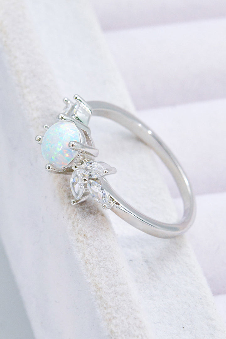 925 Sterling Silver Opal and Zircon Ring-Trendsi-[option4]-[option5]-[option6]-[option7]-[option8]-Shop-Boutique-Clothing-for-Women-Online