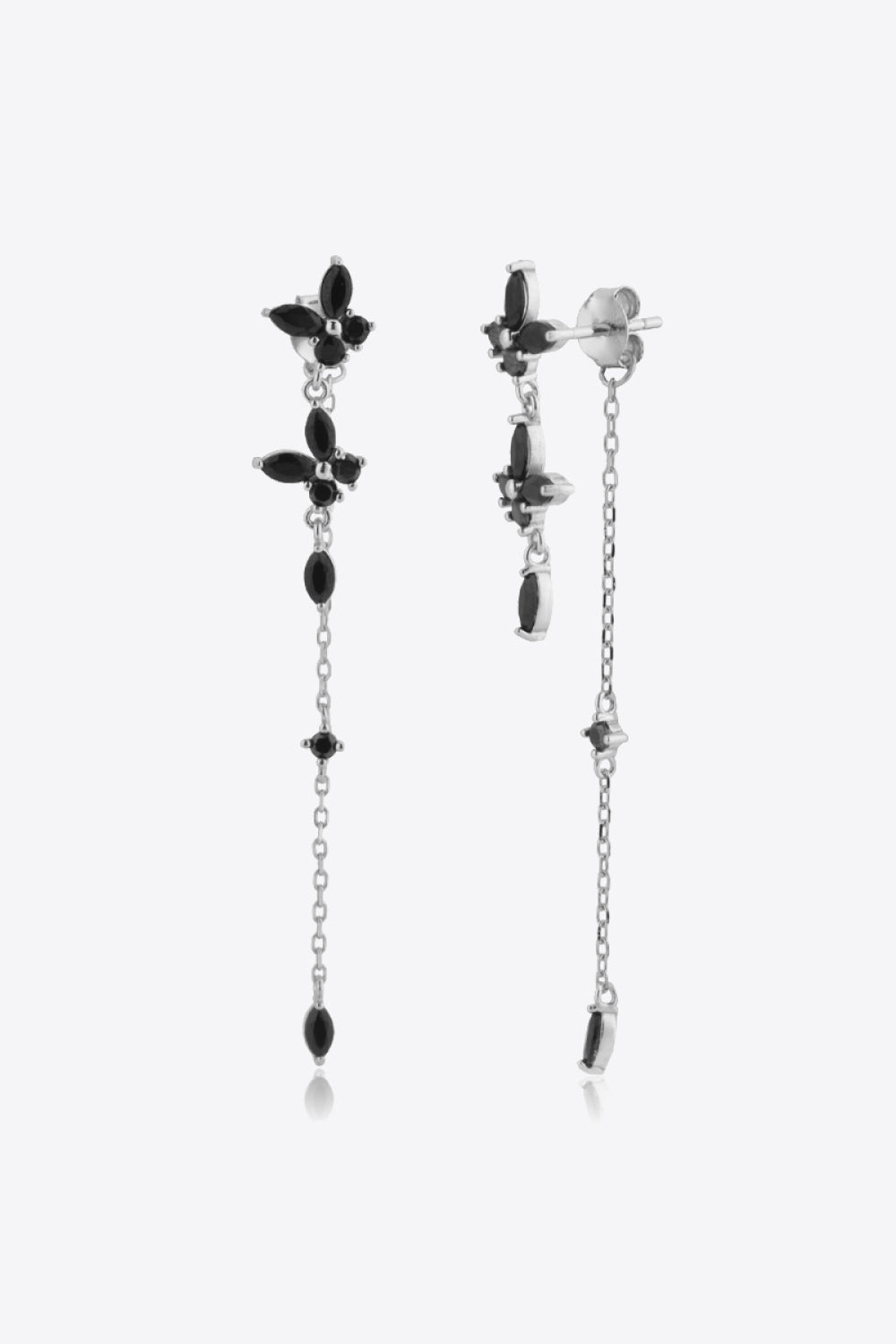 Inlaid Zircon 925 Sterling Silver Earrings-Trendsi-Silver/Black-One Size-[option4]-[option5]-[option6]-[option7]-[option8]-Shop-Boutique-Clothing-for-Women-Online