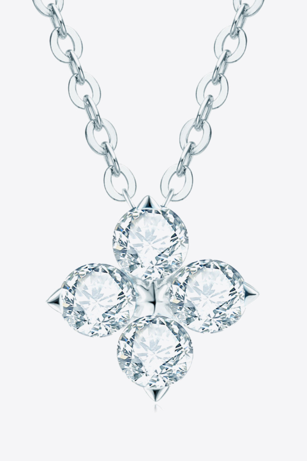 Moissanite Four Leaf Clover Pendant Necklace-Trendsi-[option4]-[option5]-[option6]-[option7]-[option8]-Shop-Boutique-Clothing-for-Women-Online