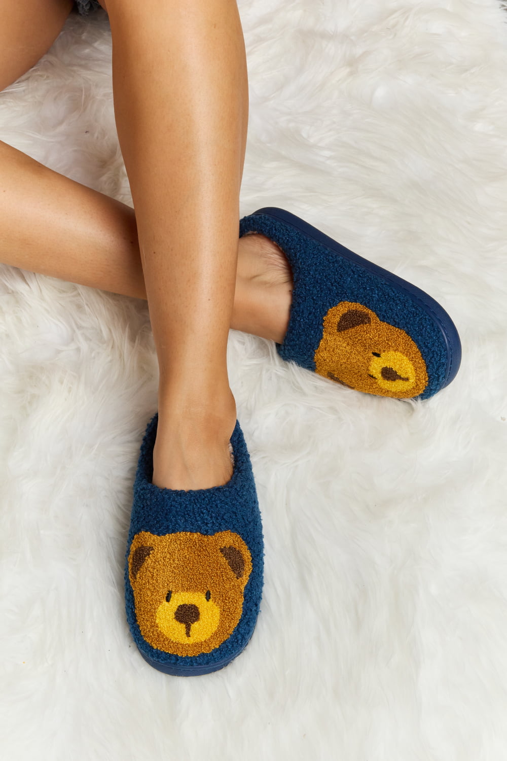 Melody Teddy Bear Print Plush Slide Slippers-Trendsi-Navy-S-[option4]-[option5]-[option6]-[option7]-[option8]-Shop-Boutique-Clothing-for-Women-Online