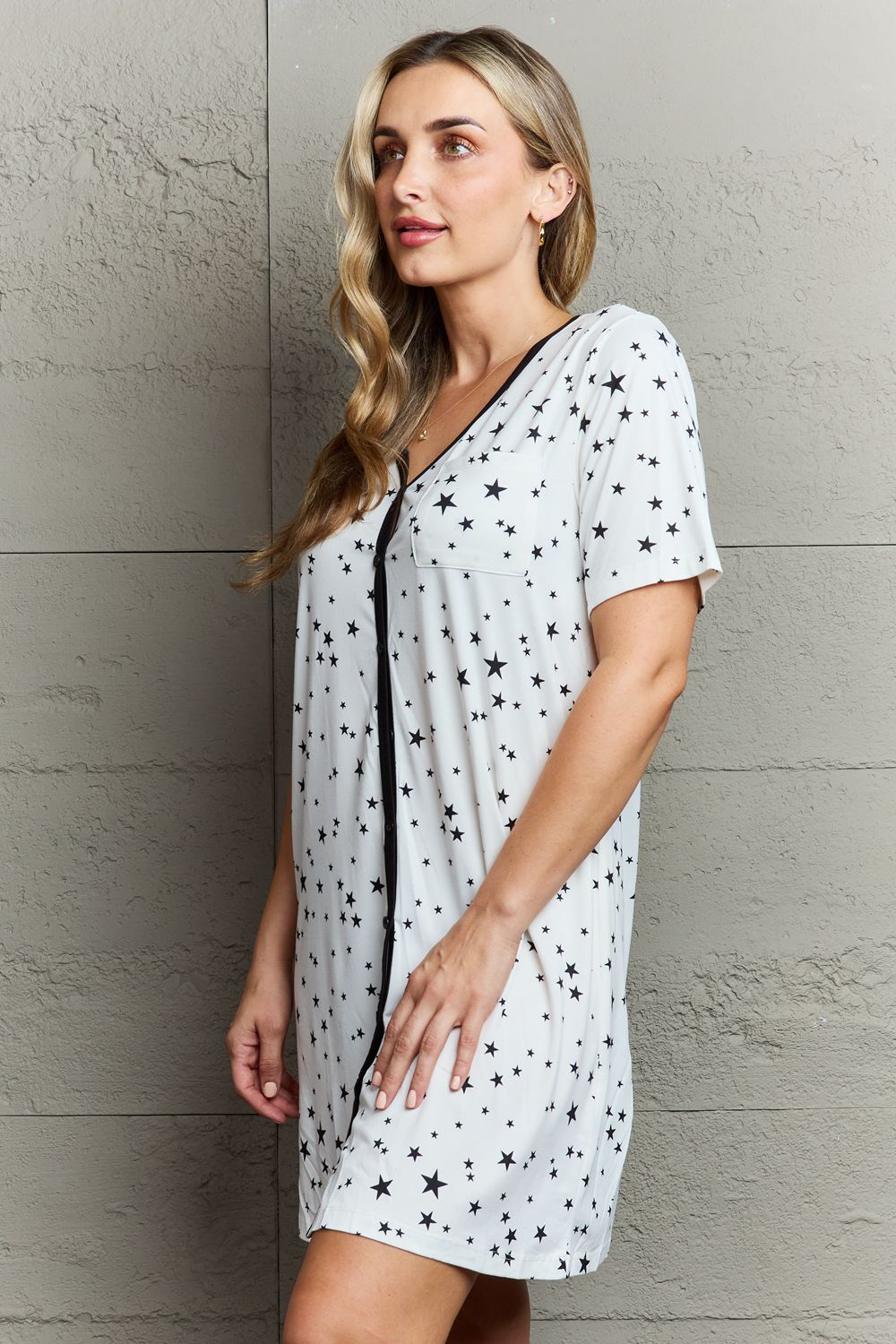 MOON NITE Quilted Quivers Button Down Sleepwear Dress-Trendsi-[option4]-[option5]-[option6]-[option7]-[option8]-Shop-Boutique-Clothing-for-Women-Online