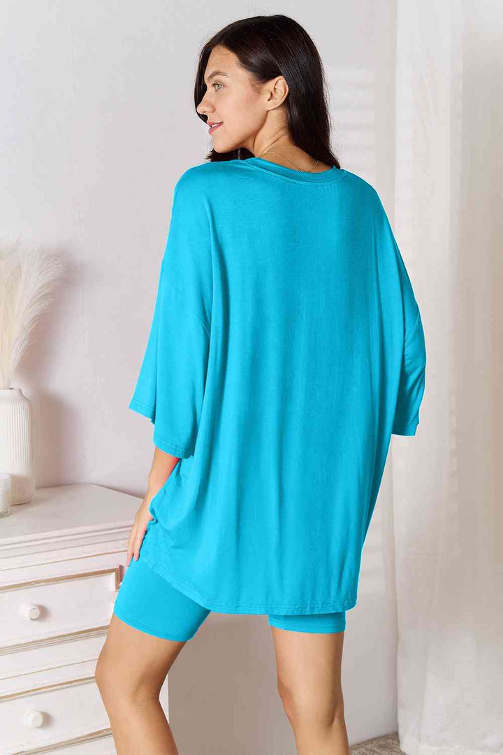 Basic Bae Soft Rayon Three-Quarter Sleeve Top and Shorts Set-Trendsi-[option4]-[option5]-[option6]-[option7]-[option8]-Shop-Boutique-Clothing-for-Women-Online