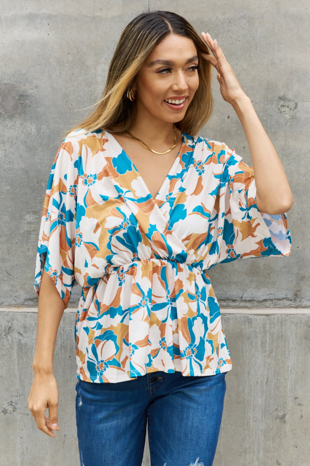 BOMBOM Floral Print Wrap Tunic Top-Trendsi-Floral-S-[option4]-[option5]-[option6]-[option7]-[option8]-Shop-Boutique-Clothing-for-Women-Online