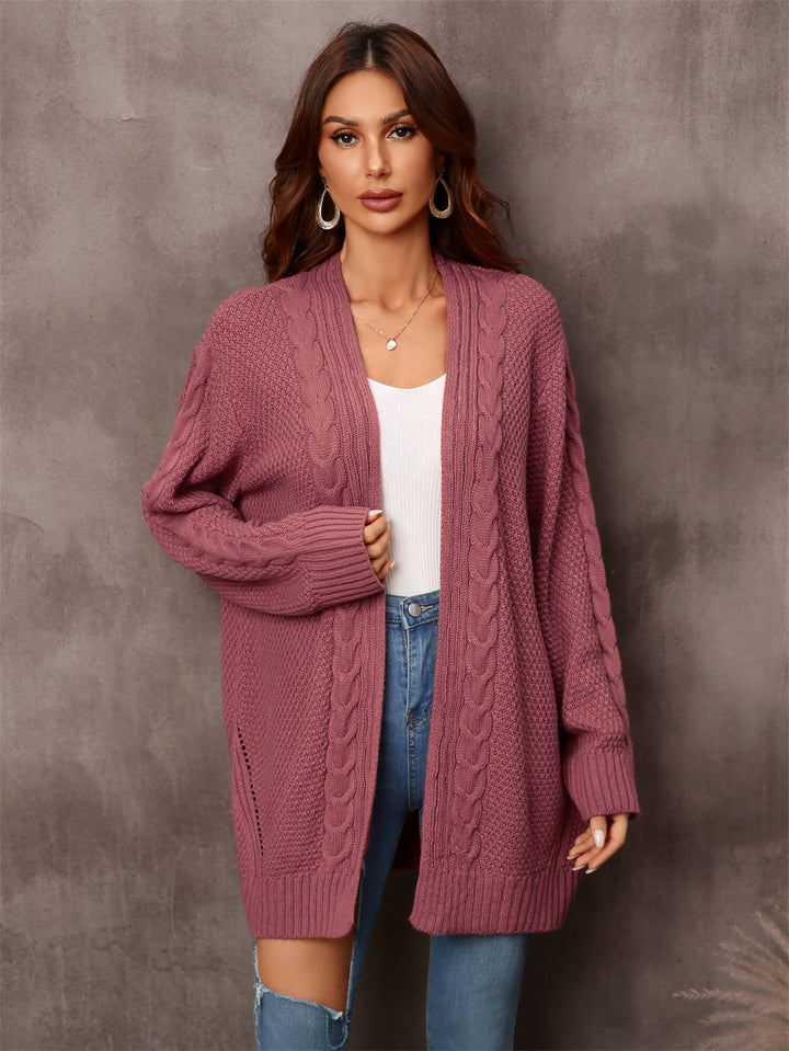 Warm Fall Mixed Knit Open Front Longline Cardigan-Trendsi-Magenta-S-[option4]-[option5]-[option6]-[option7]-[option8]-Shop-Boutique-Clothing-for-Women-Online