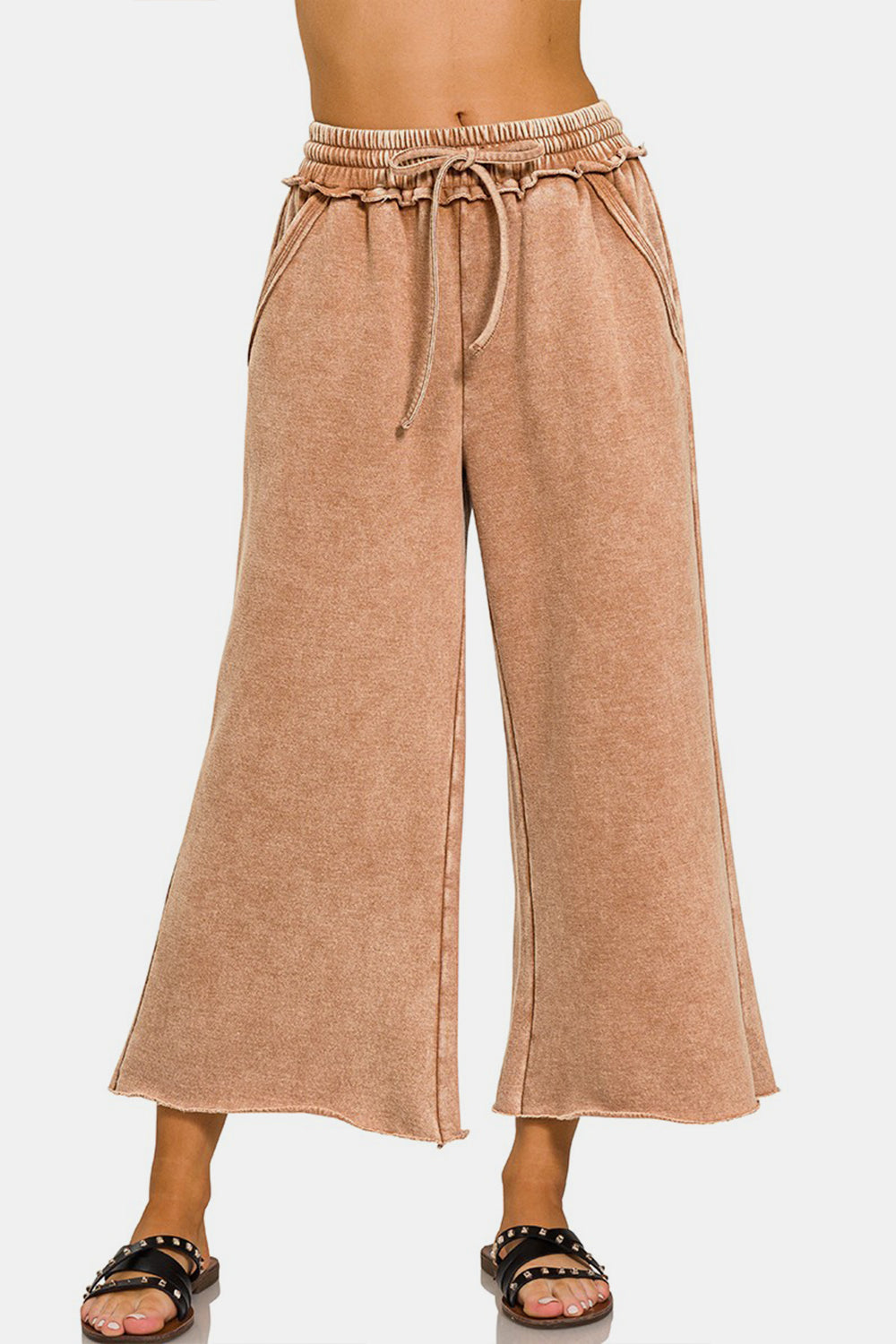 Zenana Acid Wash Fleece Wide Leg Pants-Trendsi-RUST-S-[option4]-[option5]-[option6]-[option7]-[option8]-Shop-Boutique-Clothing-for-Women-Online