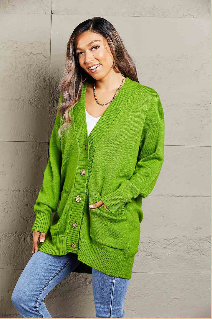 Double Take Ribbed Trim Dropped Shoulder Pocketed Cardigan-Trendsi-[option4]-[option5]-[option6]-[option7]-[option8]-Shop-Boutique-Clothing-for-Women-Online
