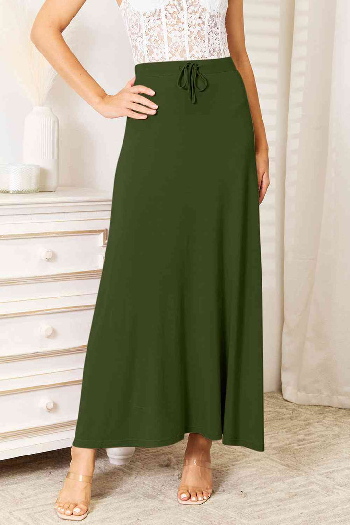 Double Take Soft Rayon Drawstring Waist Maxi Skirt Rayon-Trendsi-[option4]-[option5]-[option6]-[option7]-[option8]-Shop-Boutique-Clothing-for-Women-Online
