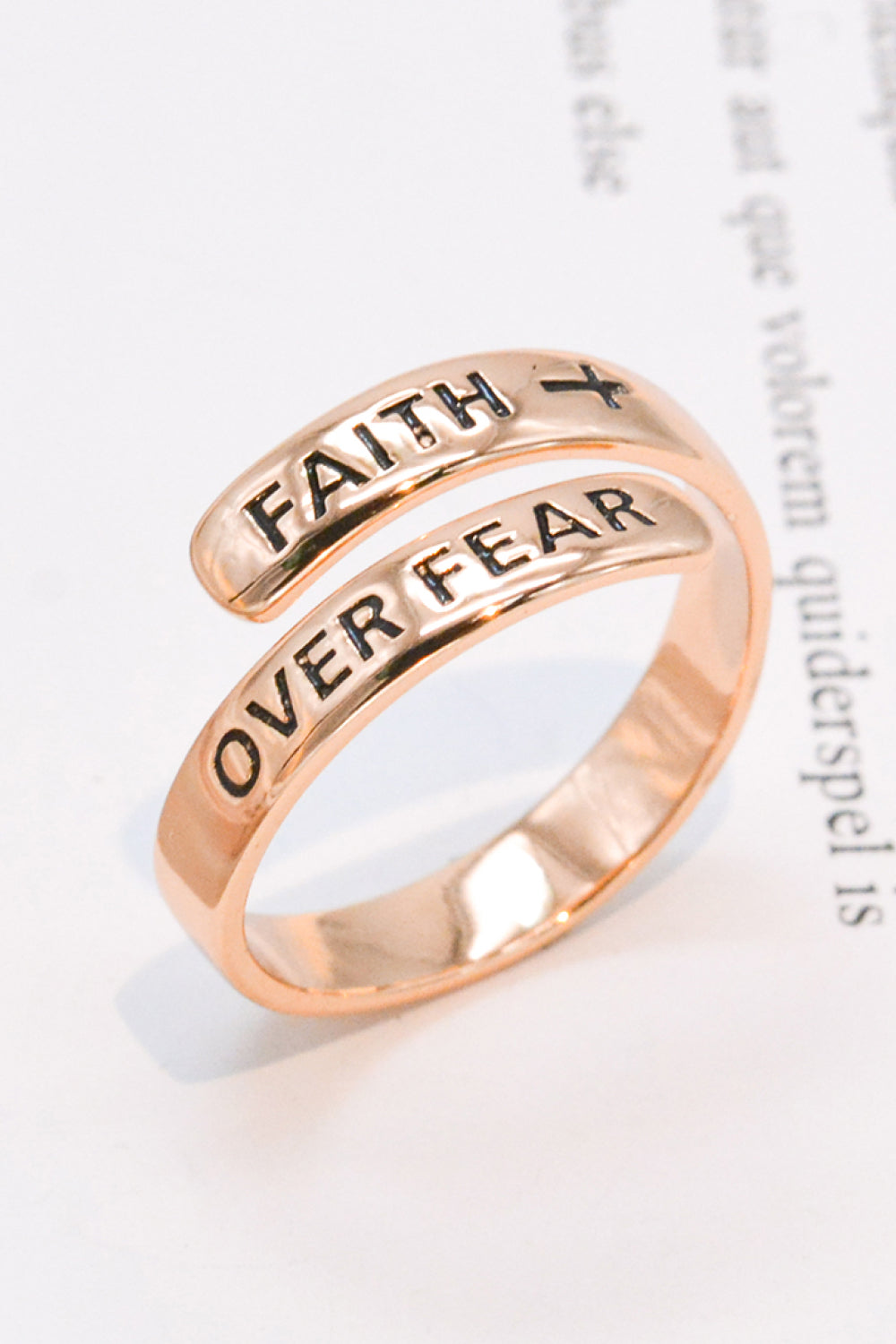 925 Sterling Silver FAITH OVER FEAR Bypass Ring-Trendsi-Rose Gold-One Size-[option4]-[option5]-[option6]-[option7]-[option8]-Shop-Boutique-Clothing-for-Women-Online