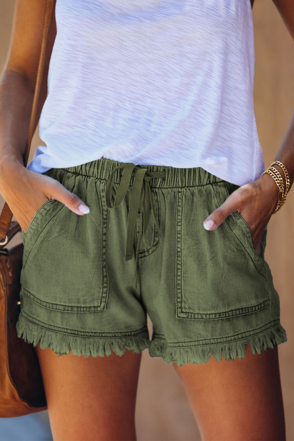 Pocketed Frayed Denim Shorts-Trendsi-Green-S-[option4]-[option5]-[option6]-[option7]-[option8]-Shop-Boutique-Clothing-for-Women-Online