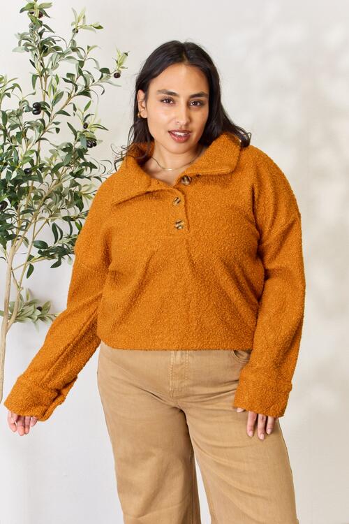 Culture Code Half Button Turtleneck Sweatshirt-Trendsi-Ginger-S-[option4]-[option5]-[option6]-[option7]-[option8]-Shop-Boutique-Clothing-for-Women-Online