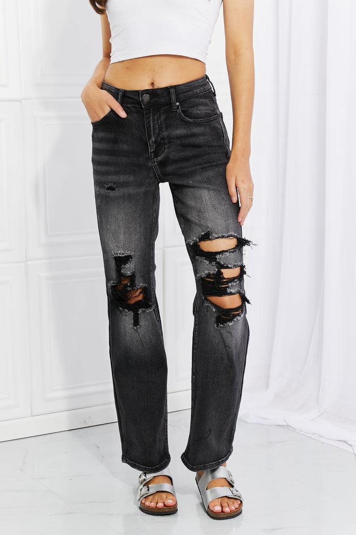 RISEN Lois Distressed Loose Fit Jeans-Trendsi-Black-1(25)-[option4]-[option5]-[option6]-[option7]-[option8]-Shop-Boutique-Clothing-for-Women-Online