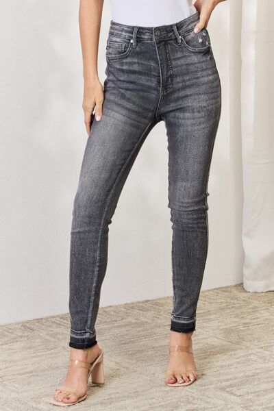 Judy Blue High Waist Tummy Control Release Hem Skinny Jeans-Trendsi-GREY-0(24)-[option4]-[option5]-[option6]-[option7]-[option8]-Shop-Boutique-Clothing-for-Women-Online