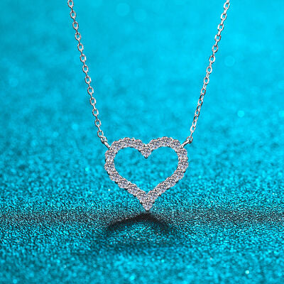 Moissanite 925 Sterling Silver Heart Shape Necklace-Trendsi-Silver-One Size-[option4]-[option5]-[option6]-[option7]-[option8]-Shop-Boutique-Clothing-for-Women-Online